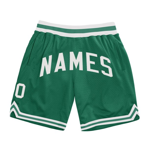 Men's Custom Kelly Green White Authentic Throwback Basketball Shorts